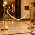 thumbnail image 7 of ABPETE Stanchion Rope, 1.5m/5Ft Barrier Rope Twisted Post Ropes with Snap Hooks for Posts Stands Queue Divider Crowd Control of Hotel, White Golden, 7 of 7