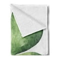 thumbnail image 2 of Clover Soft Flannel Fleece Throw Blanket, Quatrefoil Shamrock Leaf in Watercolor Style Graphic, Cozy Plush for Indoor and Outdoor Use, 50" x 60", Reseda Green Green, by Ambesonne, 2 of 5