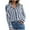 Blue, variant on FamilyThread Womens Cuffed Striped V Neck Shirt Casual Collar Long Sleeve Oversized Button Down Blouse Summer Tops