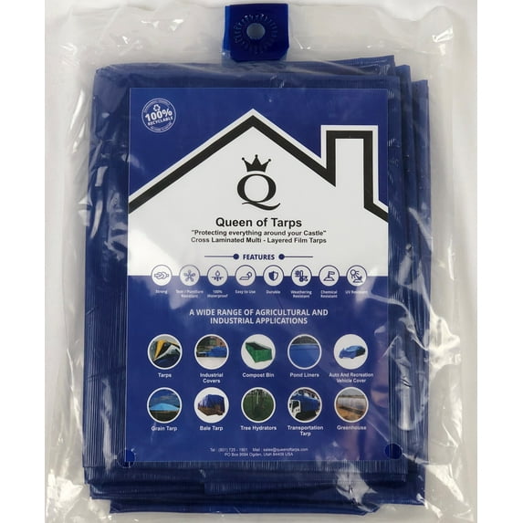 Queen of Tarps 16x20 Light Duty Blue Polymer Tarp