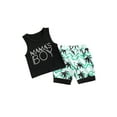 thumbnail image 2 of Douhoow Baby Boys Two-piece Clothes Black Sleeveless MAMA'S BOY Print T-shirt Elastic Waist Shorts, 2 of 8