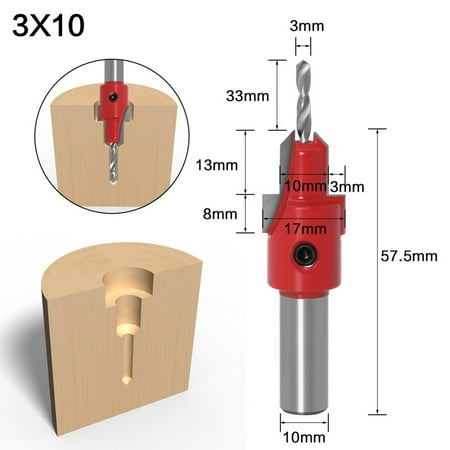 

3mm 4mm Countersink Router Bit Woodworking Wood Milling Cutter Drill Bits Alloy