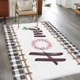 thumbnail image 2 of Area Rug for Living Room, Spring Flowers Non-Slip Indoor Large Carpet for Bedroom/Dining Room, Watercolor Floral Leaf Black Plaid Washable Low-Profile Rectangle Floor Mat Runner Rugs - 2.7 x 5 Ft, 2 of 8