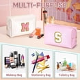 thumbnail image 5 of YOOLIFE Birthday Gifts for Women Teen Girls - 4 5 6 7 8 9 10 11 12 Year Old Girls Birthday Gifts, Travel Makeup Bag, Initial Cosmetic Bag Toiletry Pouch (Pink M), 5 of 7