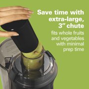 Hamilton Beach Easy Clean Juicer Machine for Fruits and Vegetables with Easy Sweep Cleaning Tool & Extra Large Chute, Extractor de Jugos, Black & Stainless