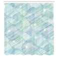thumbnail image 3 of Ambesonne Modern Shower Curtain, Modern Image Stripes, 69"Wx75"L, Blue and White, 3 of 5