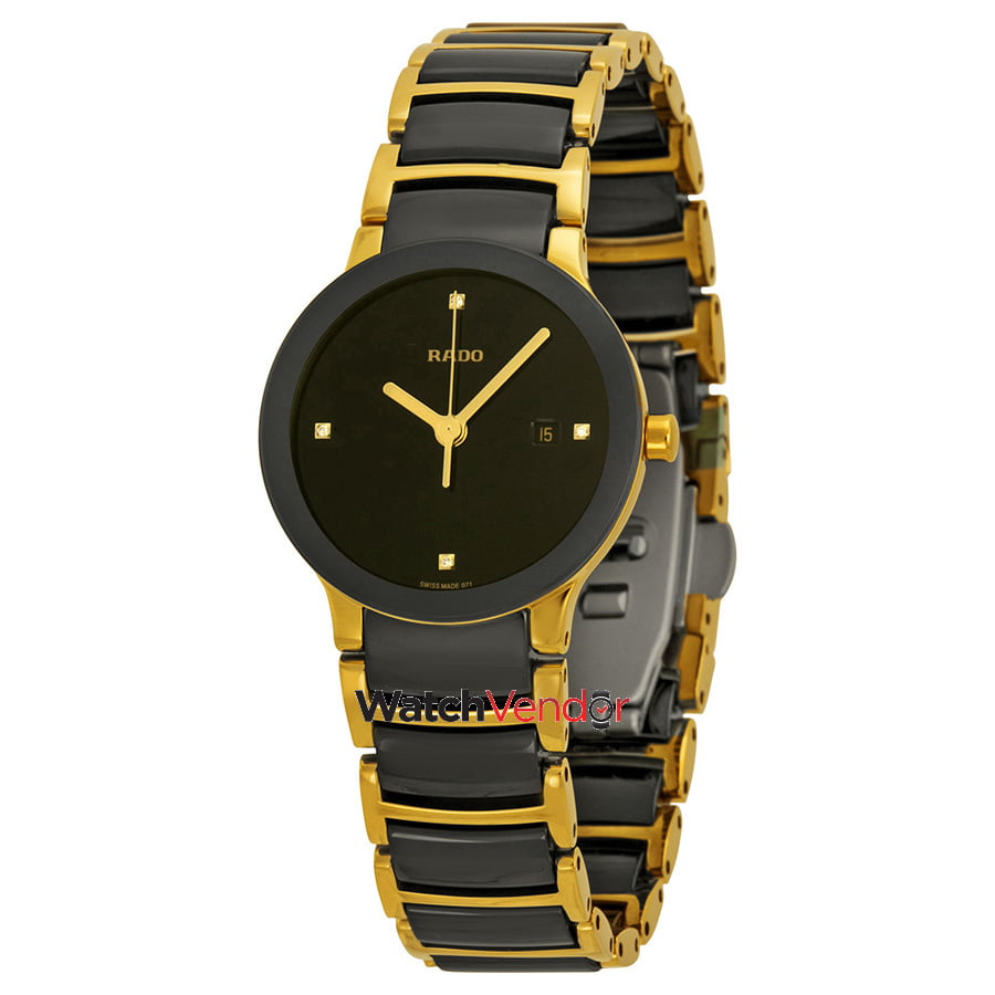 Rado Centrix Jubile Black Dial Two Tone Ceramic Watch R30930712 ...