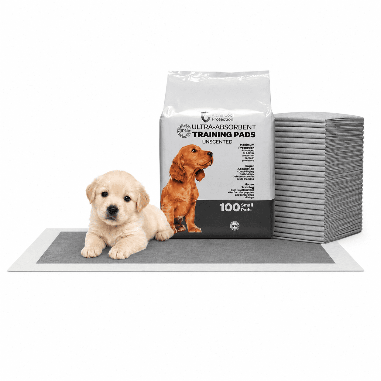 FPN Puppy Pads for Dogs 100 Count Charcoal Small 13X18 Inch | Disposable Pee Pads for Puppies & Small Dogs | Pet Training Pads for Potty Training, Small Dog Pee Pads, Puppy Pads Bulk