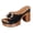 1Black, variant on Lug Sole Platform Heels for Women Peep Toe Slip on Sandals Metal Buckle Fashion Patent Leather Backless Pumps Black Size 8