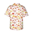 thumbnail image 4 of Xecao Cute Cartoon Mushrooms print Hawaiian shirt - a stylish short-sleeve button-down for men, perfect for casual beach and tropical outings., 4 of 9