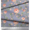 thumbnail image 2 of Soimoi Japan Crepe Satin Fabric Leaves & Camellias Floral Printed Fabric 1 Yard 42 Inch Wide, 2 of 3