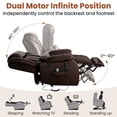 thumbnail image 4 of Dual Motor Power Lift Recliner Chair for Elderly, Infinite Position Lay Flat Lift Chair with Heat and Massage, Extended Footrest, USB Ports, Lumbar Pillow, Cup Holders, Brown, 4 of 10