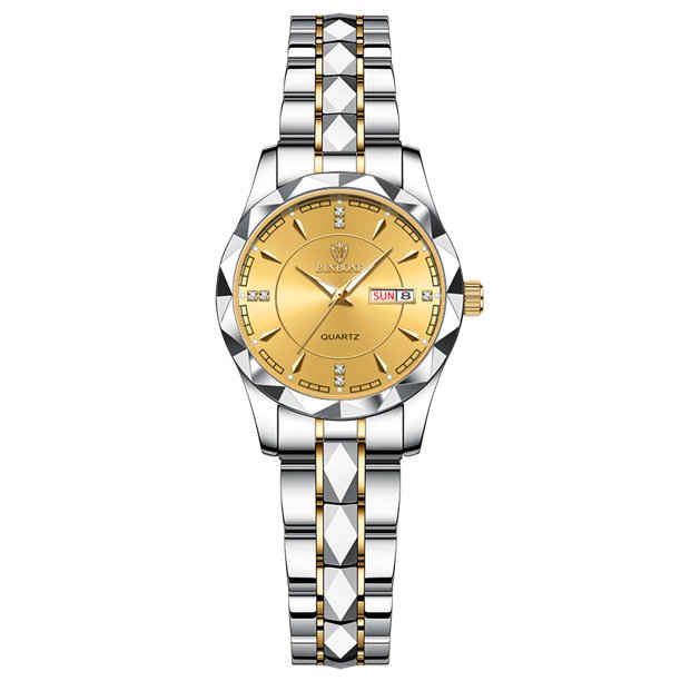 Reloj de acero fino para negocios, doble calendario, resistente al agua, relojes para hombre, relojes para hombre, relojes de oro Tuhao