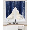 thumbnail image 2 of Navy Blue Swag Valances for Windows, Retro Oil Painting Modern Abstract Art Aesthetics Rod Pocket Sheer Valances for Windows, Swag Toppers Light Filtering for Kitchen Living Room 2 Panels 36''x63'', 2 of 6