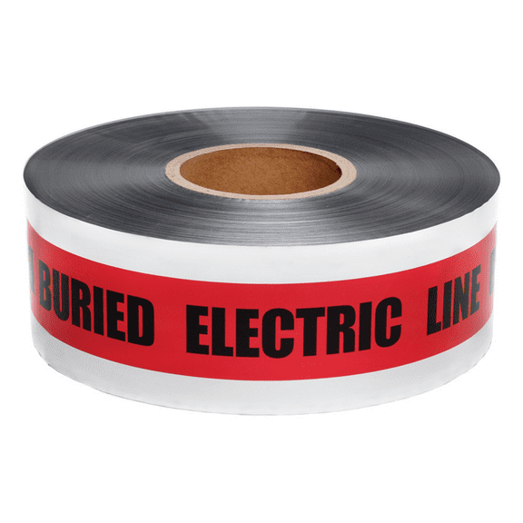 Presco Underground Detectable Tape: 3 in. x 1000 ft. (Red with Black "CAUTION BURIED ELECTRIC LINE BELOW" printing)