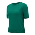 thumbnail image 5 of ManxiVoo Women's Lightweight Top Knit Short Sleeve Crewneck Pullover Soft Layering Thin Sweater S Size Light Green, 5 of 6