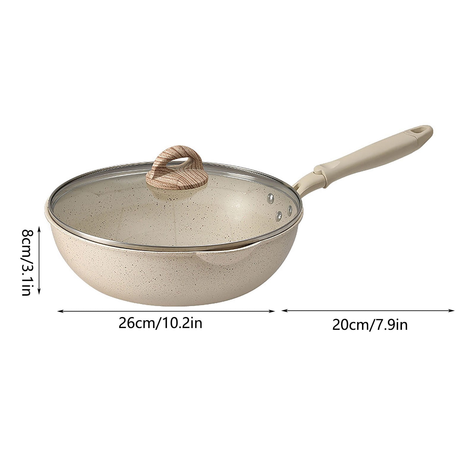 LLDYYDS Non Stick Frying Pan Skillet Nonstick Fry Pan with Glass Lid, Egg Pan Omelet Pans, Granite Cookware White Granite