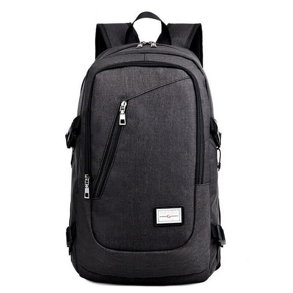 Anti-Theft Unisex Travel/Business Laptop Backpack with USB Charger - Black