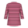 thumbnail image 4 of EchfiProm 3/4 Sleeve Summer Shirts for Women Striped Pink Pullover Crew Neck Summer Loose Fit Shirts, 4 of 7