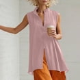 thumbnail image 4 of ClodeEU Women's Mandarin Collar Sleeveless Button Front Shirt,Casual Loose Fit Summer Tank Top Pink,Women's Plus L, 4 of 8