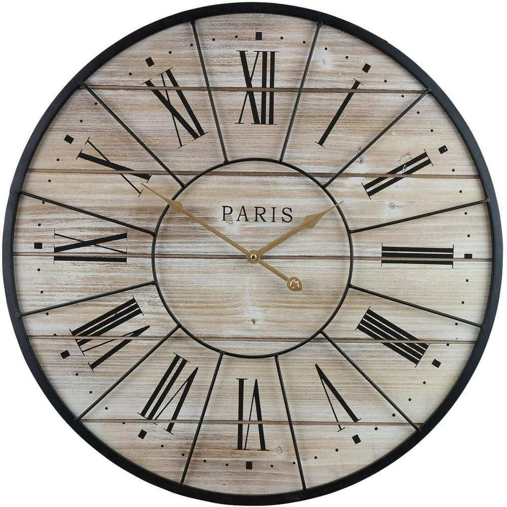 Sorbus Paris Oversized Wall Clock, Centurion Roman Numeral Hands, Parisian French Country Rustic