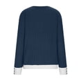 thumbnail image 6 of Sexlip Womens Contrast Trim Sweater V Neck Design Warm Fabric Relaxed Silhouette for Fall Outings Blue L, 6 of 7