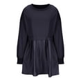 thumbnail image 4 of ZQGJB Women's Oversized Crewneck Sweatshirt Dress Casual Long Sleeve Solid Pullover Tops Loose Flowy Pleated Sweatshirt Mini Skirt Fall Outfits Clothes 2023 Gray L, 4 of 8
