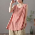thumbnail image 3 of JUNWELL Summer Womens Sleeveless Cotton Linen Vest Loose Top, 3 of 6