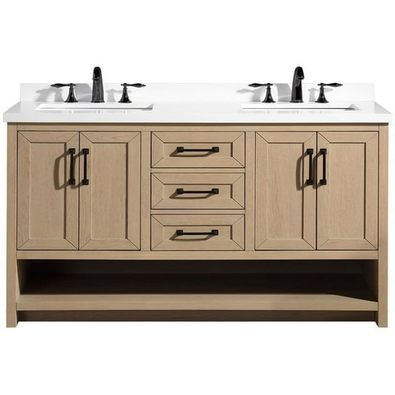 Ari Kitchen & Bath Venice 55" Solid Wood Bathroom Vanity in Oak Gray