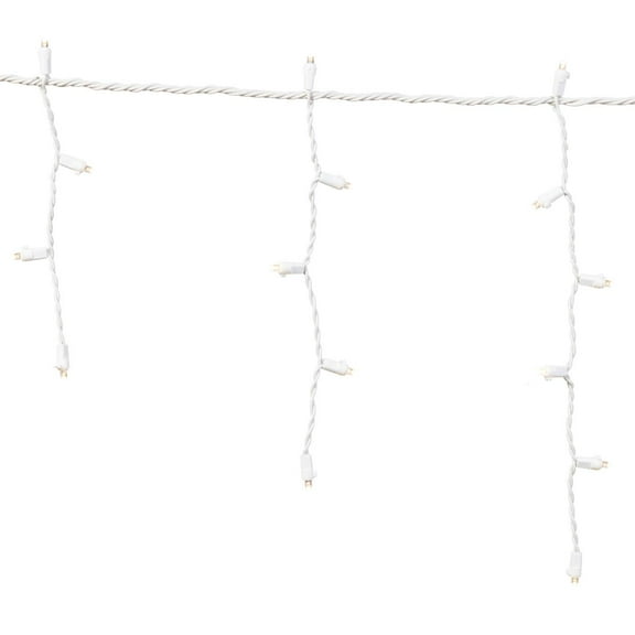 Indoor/Outdoor 200-Count LED 8 Function-Sync Icicle Christmas Lights, Warm White, 24', Holiday Time