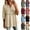 A-Khaki, variant on Womens Summer Tops Solid Color V Neck Long Blouse Hollow Out 3/4 Sleeve Half Button Boho Shirts