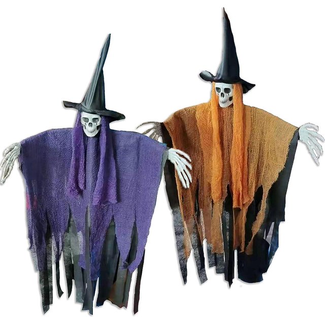 Decoraciones de fantasmas colgantes de Halloween, accesorios de terror voladores, esqueletos, decoraciones de puertas para fiestas de Halloween, decoraciones de Halloween para casa embrujada