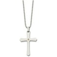 thumbnail image 3 of Chisel Stainless Steel Polished with 14k Gold Accent .02 carat Diamond Cross Pendant on a Ball Chain Necklace - 22" Natural Diamonds, 3 of 8