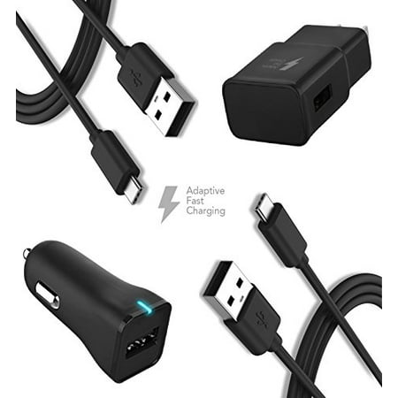 LG V20 Charger Type-C Cable Kit by TruWire {Wall Charger + Car Charger + 2 Cable} True Digital Adaptive Fast Charging uses dual voltages for up to 50% faster