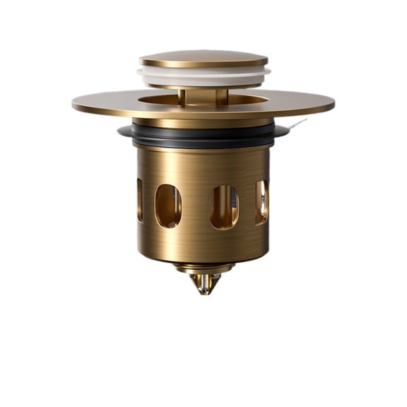 Brass Pop Up Sink Plug Universal Bathroom Drain Stopper with Push Button Anti Clog Filter Fits 34 to 40mm 1.34 to 1.57inch Drain Hole