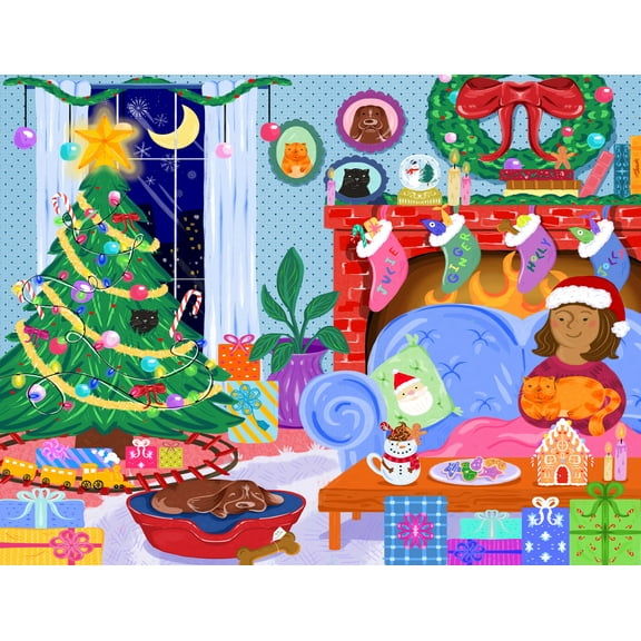 Springbok 500 Piece Stockings and Snuggles Jigsaw Puzzle for Adults - Made in USA