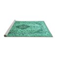 thumbnail image 2 of Ahgly Company Machine Washable Indoor Rectangle Medallion Turquoise Blue Traditional Area Rugs, 7' x 9', 2 of 4