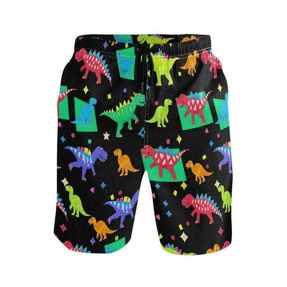 joogoo Men's Swim Trunks Dinosaur Beach Shorts with Pockets M