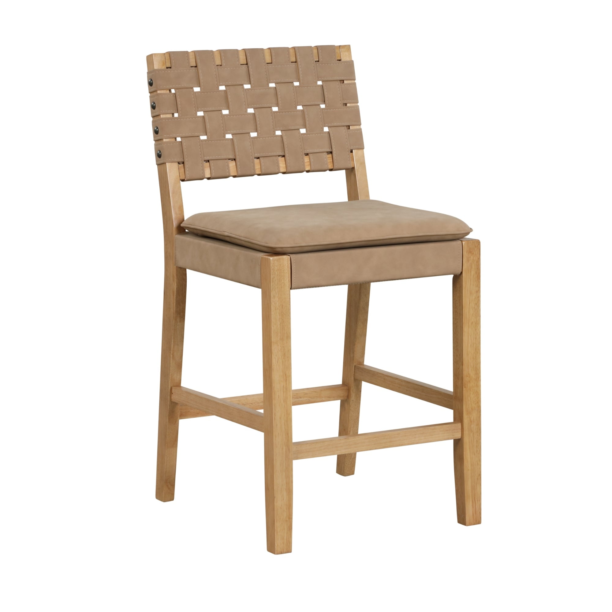 Nathan James Cohen Saddle Counter Height Bar Stool, Natural Brown