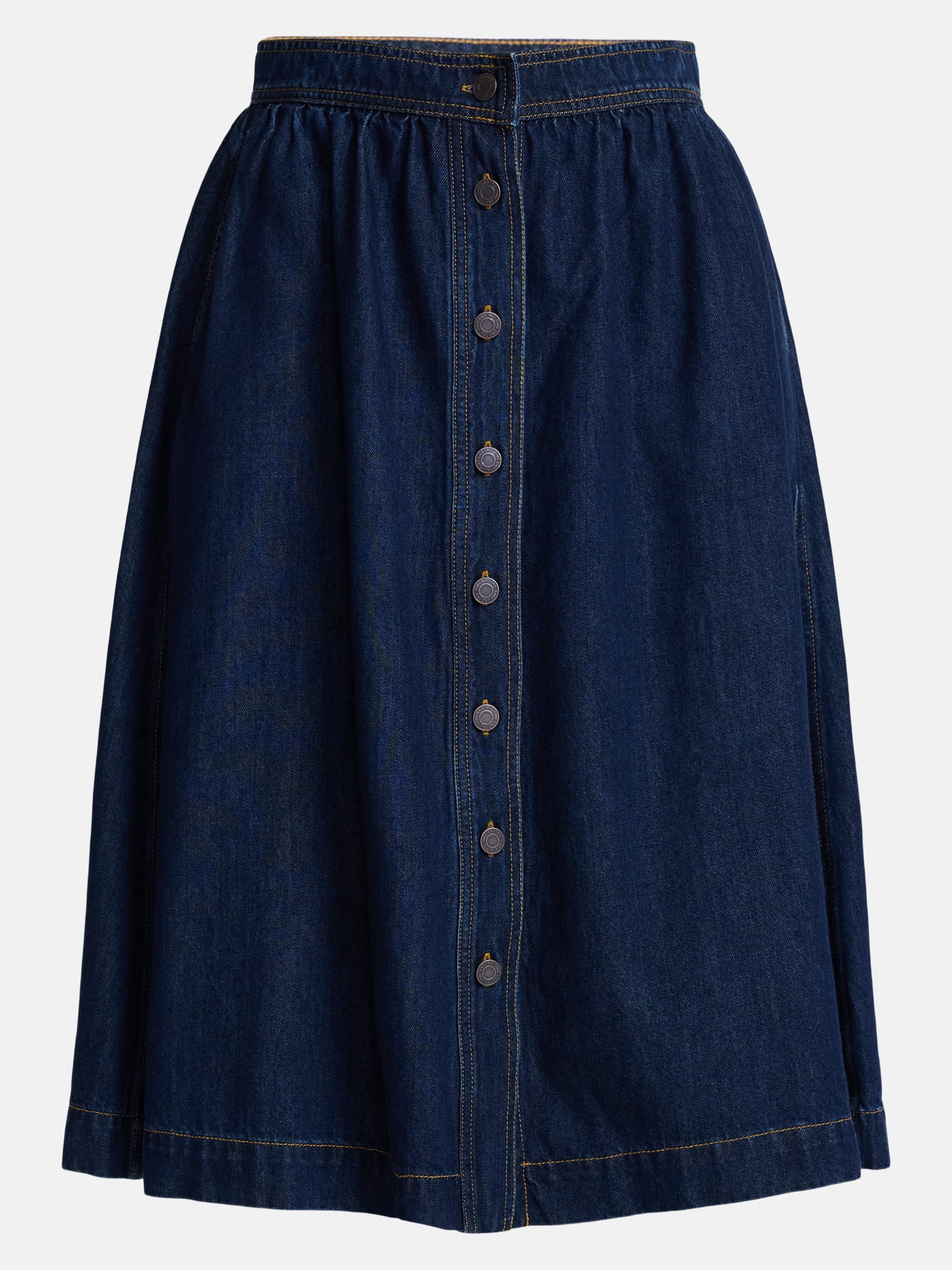 Time and Tru Women's Button Front Denim Midi Skirt, Sizes XS – XXXL
