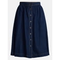 thumbnail image 6 of Time and Tru Women's Button Front Denim Midi Skirt, Sizes XS – XXXL, 6 of 6