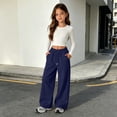 thumbnail image 4 of Wide Leg Sweatpants for Girls Baggy Straight Sweat Pants School Running Casual Elastic Waist Joggers Trousers Teen Kids Trendy Pull on Sweatsuits Bottom, 4 of 6