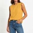 thumbnail image 5 of SSZMDLB Women Plus Size Sleeveless Ruffle Tank Tops Loose Round Neck Basic Tee Solid Boho Casual Summer Tops Vacation Holiday Outfits, Yellow 2XL, 5 of 7