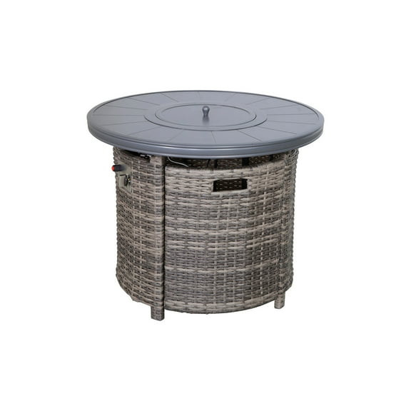 Outdoor Fire Pit Table - 25" H x 32" W - Propane & Natural Gas - Patio Heater with Lid - Modern Design