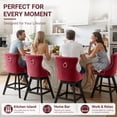 thumbnail image 2 of Swivel Counter Height Bar Stools Set of 2, LEGAHOME Farmhouse Velvet Bar Stools with Back for 34–38" Kitchen Island, Armless Wooden Bar Chairs for Home Bar, Wine Red (Set of 2), 2 of 9