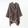 thumbnail image 1 of Nvzi Elegante chal para mujer, suave, con abertura frontal, tipo poncho, suéter para primavera, otoño e invierno, color café., 1 of 3