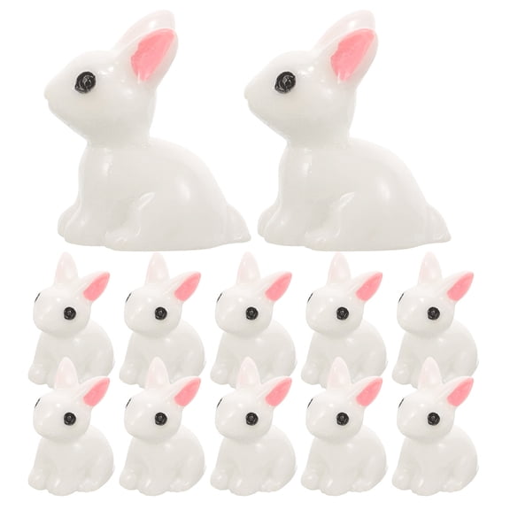 MLINS 50 Pcs Mini Bunny Figurines Cute Resin Crafts Decorations for Flowerpot Bonsai Decor