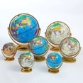 thumbnail image 3 of Globo terráqueo con marco dorado, material didáctico, geografía universal retro azul y blanca, 3 of 6