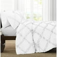 thumbnail image 2 of Dual Tone Diamond Ruffle Duvet Cover 3 Piece Set with Zipper Closure, 400 Thread Count & 100% Egyptian Cotton , Quilts Protector with Pillowcases - White & White Solid, Oversized King Plus Size., 2 of 5