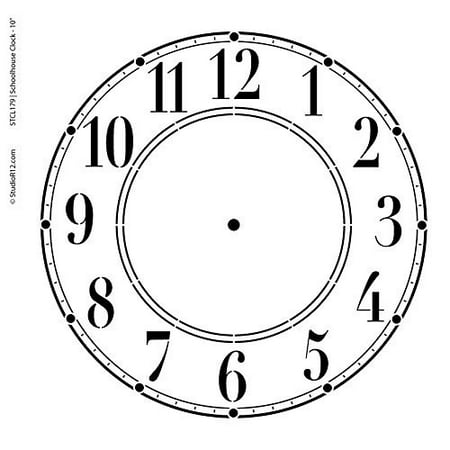 Paintings With Clocks Schoolhouse Clock Stencil by StudioR12 | Basic Style Clock Face Art - Medium 11.5 x 11.5-inch Reusable Mylar Template | Painting, Chalk, Mixed Media | Use for Crafting, DIY Home Decor - STCL179_4 ()